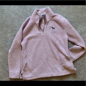 Pink Victoria’s Secret fluffy half zip sweatshirt
